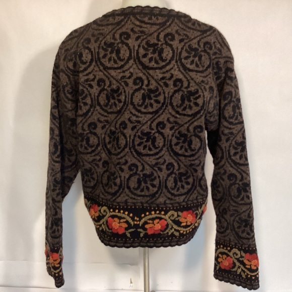 Vintage Icelandic Design embroidered jacket womens size medium wool cotton blend - Picture 4 of 11